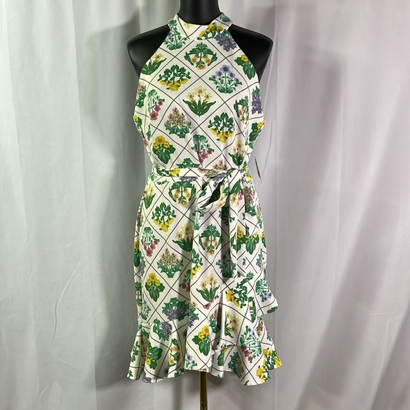 Melonie T Dresses & Skirts - NWT Melonie T Floral Lattice Print Sleeveless High Neck Ruffle Hem Dress